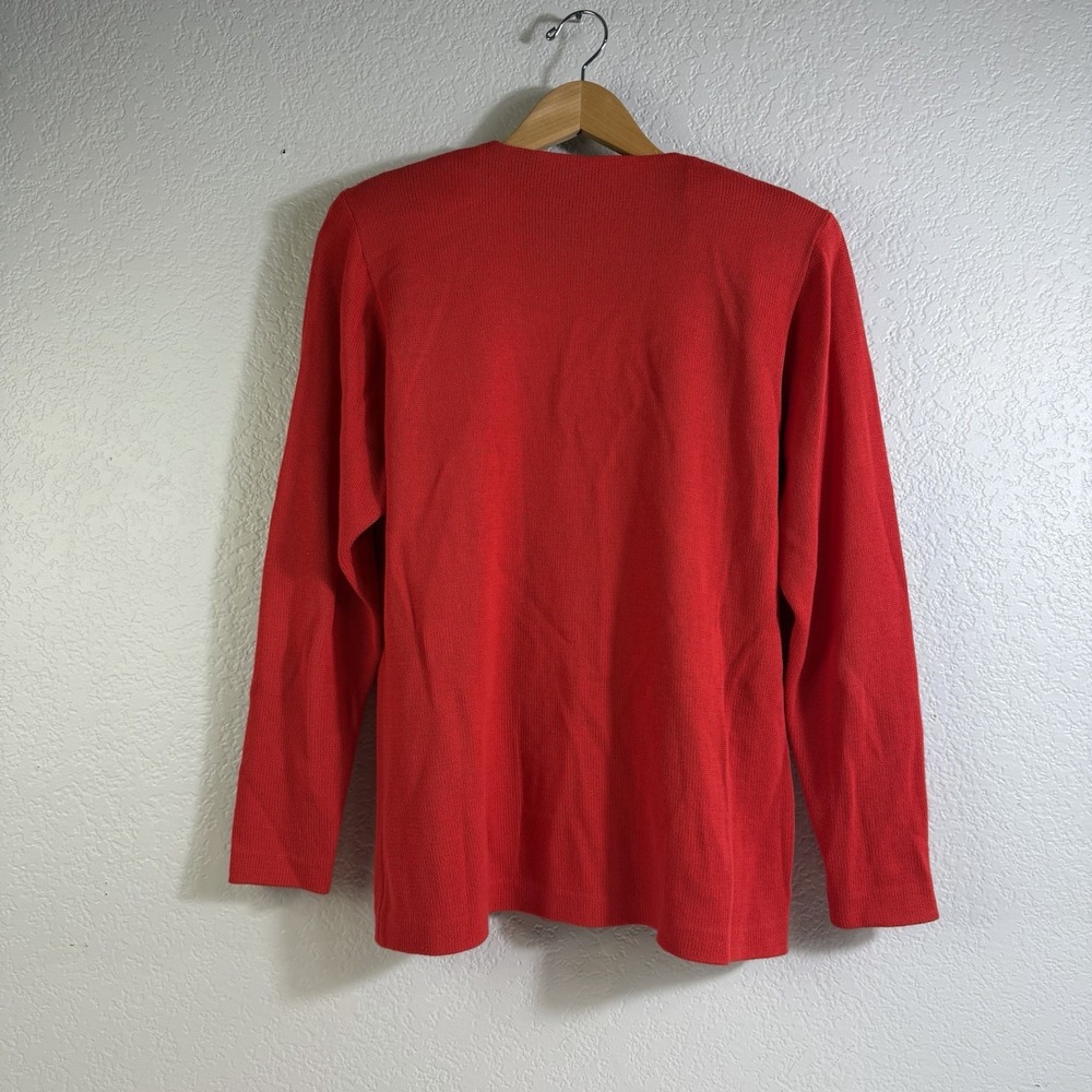 Vintage St. John By Marie Gray Knit Swaer & Skirt Red W/ Gold Accessories Size 8 - Picture 3 of 14